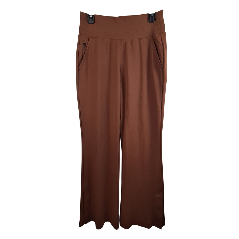 Athleta Venice Wide Leg Pant Brown High Rise Ribbed Waistband Womens Size S